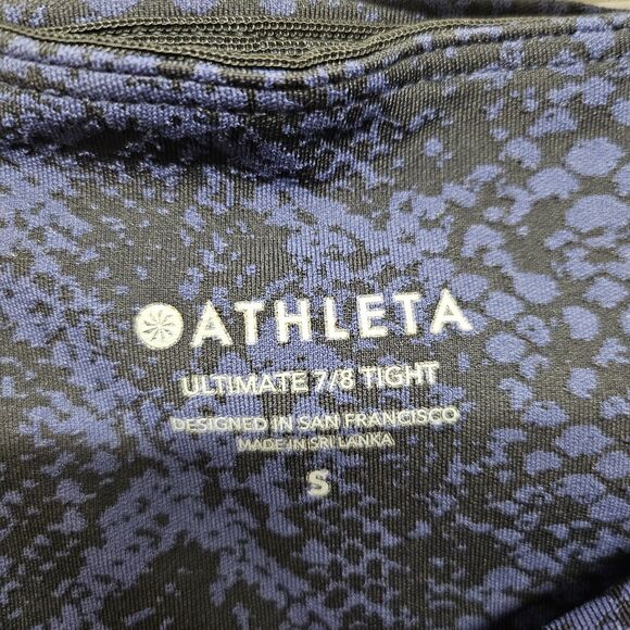 Athleta Ultimate Stash Pocket 7/8 Tight Leggings Sz S Blue Snake Print Running - Picture 4 of 10